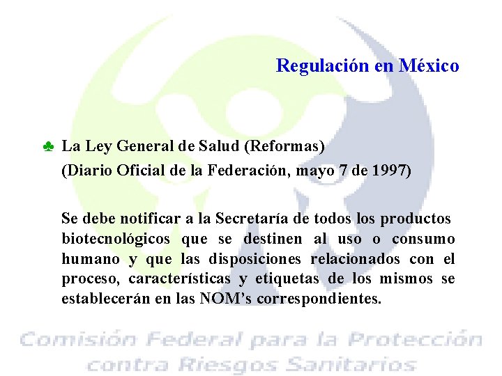 Regulación en México ♣ La Ley General de Salud (Reformas) (Diario Oficial de la