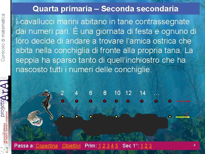 Curricolo di matematica Quarta primaria – Seconda secondaria I cavallucci marini abitano in tane