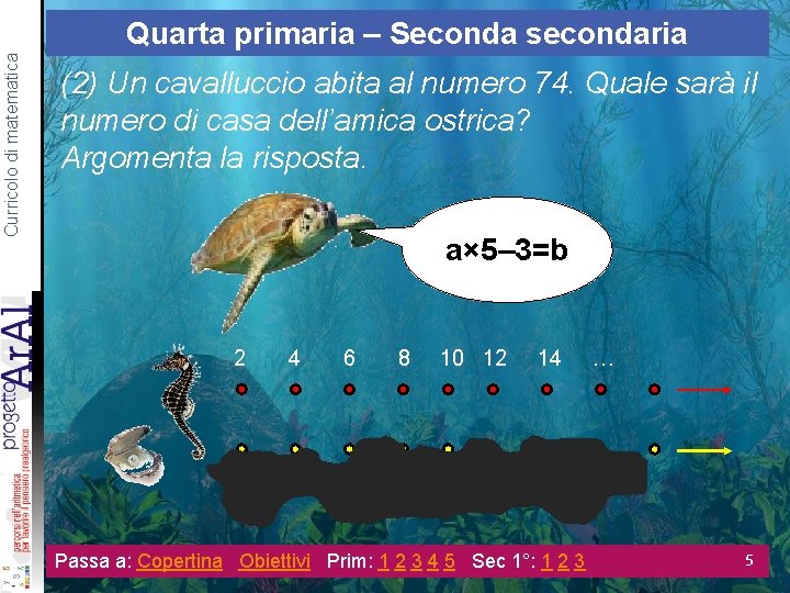 Curricolo di matematica Quarta primaria – Seconda secondaria (2) Un cavalluccio abita al numero