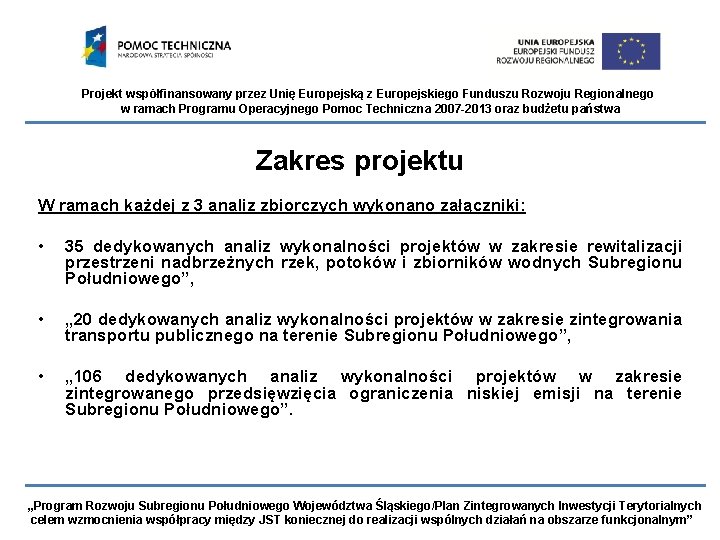 Projekt współfinansowany przez Unię Europejską z Europejskiego Funduszu Rozwoju Regionalnego w ramach Programu Operacyjnego Projekt współfinansowany przez Unię Europejską z Europejskiego Funduszu Rozwoju Regionalnego w ramach Programu Operacyjnego