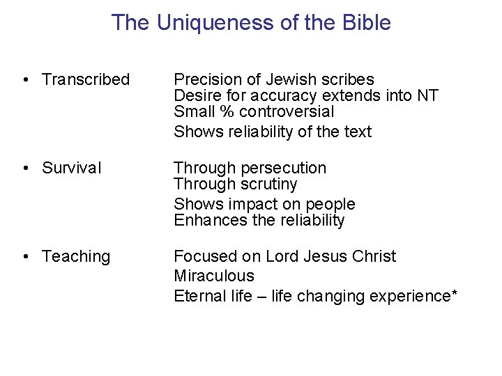 The Uniqueness of the Bible • Transcribed Precision of Jewish scribes Desire for accuracy