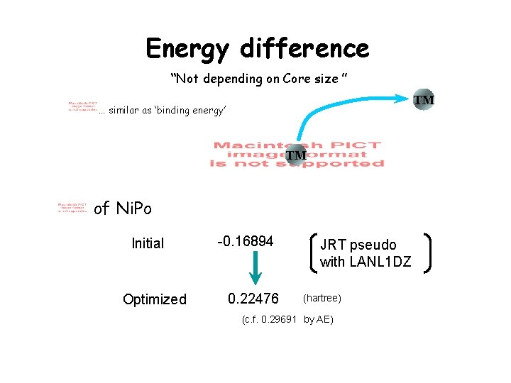 Energy difference “Not depending on Core size ” TM … similar as ‘binding energy’