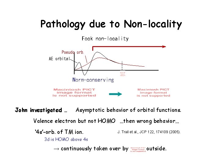 Pathology due to Non-locality Fock non-locality Pseudo orb. AE orbital Norm-conserving John investigated …