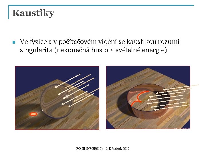 Kaustiky n Ve fyzice a v počítačovém vidění se kaustikou rozumí singularita (nekonečná hustota