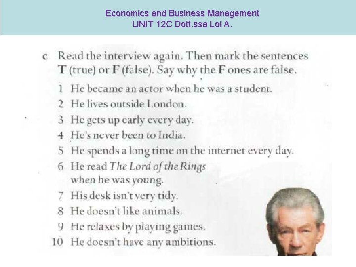 Economics and Business Management UNIT 12 C Dott. ssa Loi A. 