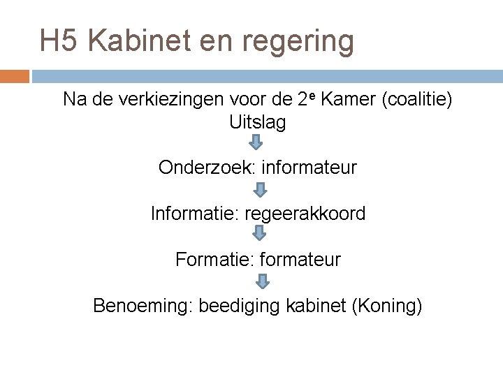H 5 Kabinet en regering Na de verkiezingen voor de 2 e Kamer (coalitie)