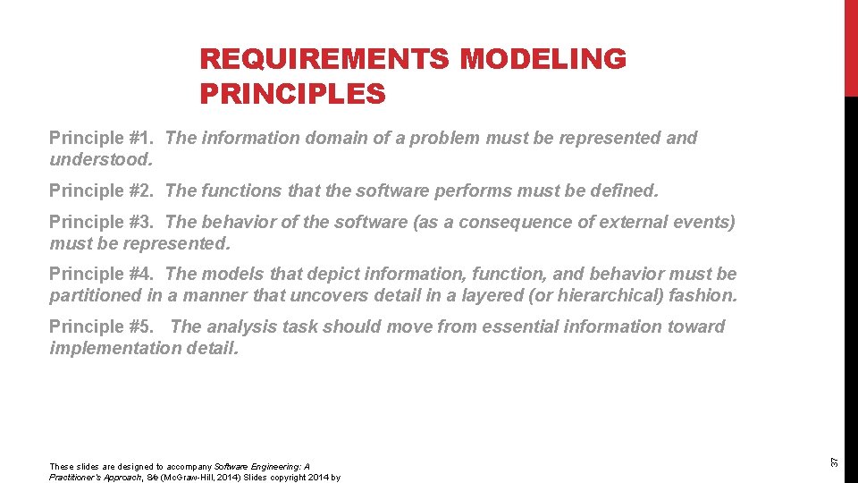 REQUIREMENTS MODELING PRINCIPLES Principle #1. The information domain of a problem must be represented