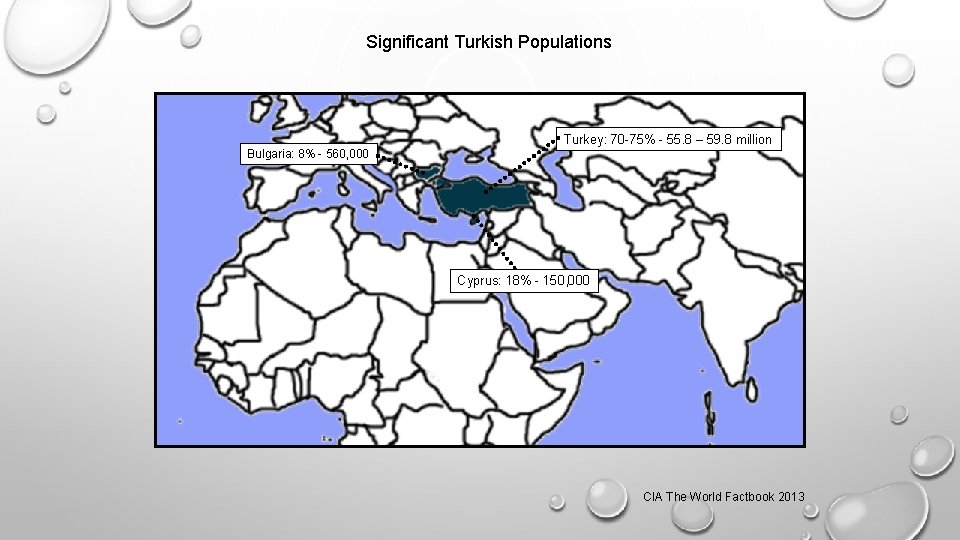 Significant Turkish Populations Turkey: 70 -75% - 55. 8 – 59. 8 million Bulgaria: