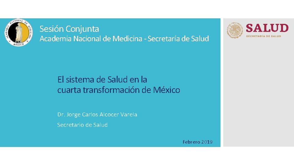 Sesión Conjunta Academia Nacional de Medicina - Secretaría de Salud El sistema de Salud