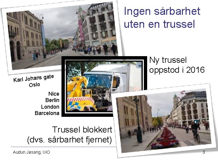 Ingen sårbarhet uten en trussel Karl Johans Oslo Ny trussel oppstod i 2016 gate