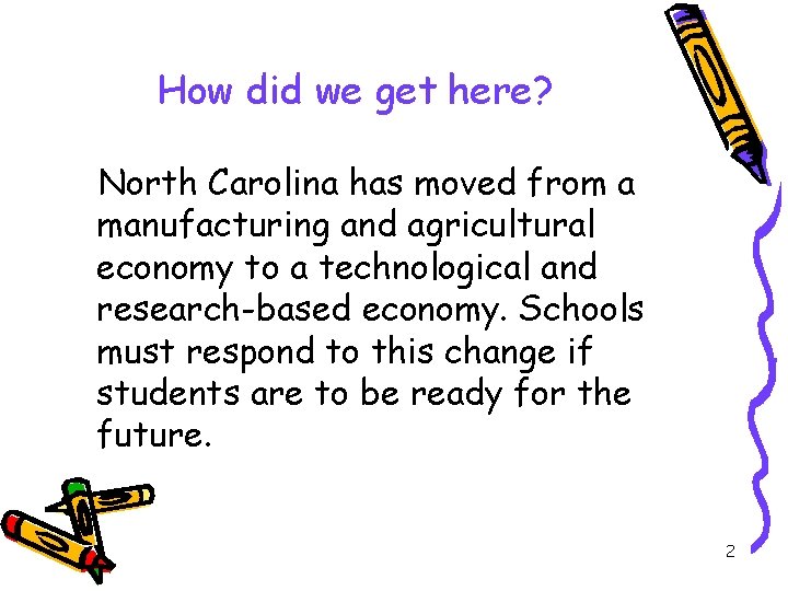 How did we get here? North Carolina has moved from a manufacturing and agricultural