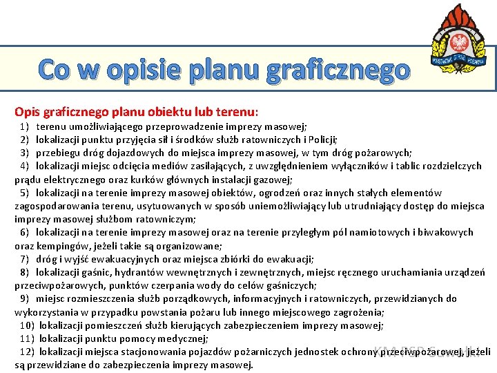 Co w opisie planu graficznego Opis graficznego planu obiektu lub terenu: 1) terenu umożliwiającego