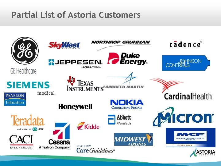 Partial List of Astoria Customers 