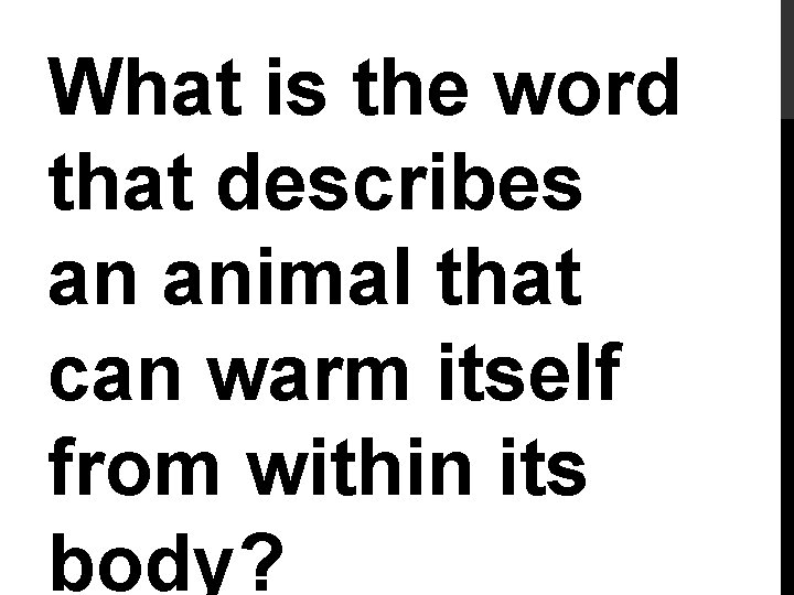 What is the word that describes an animal that can warm itself from within