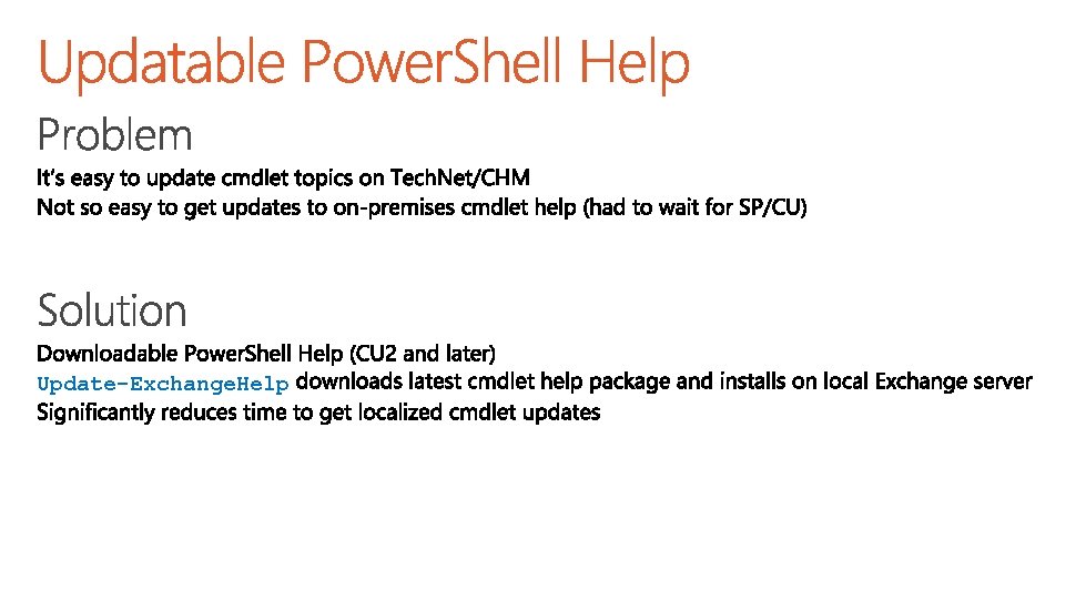 Update-Exchange. Help 