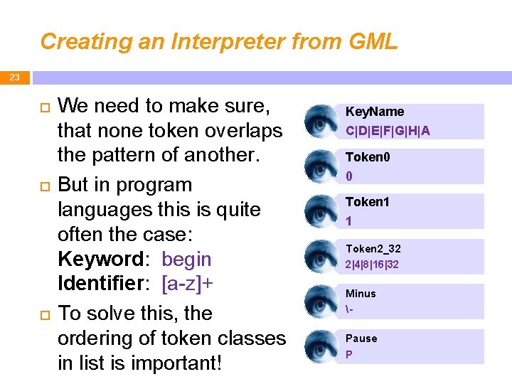 Creating an Interpreter from GML 23 We need to make sure, that none token