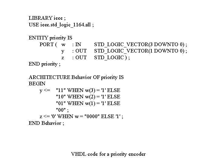 LIBRARY ieee ; USE ieee. std_logic_1164. all ; ENTITY priority IS PORT ( w