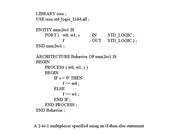 LIBRARY ieee ; USE ieee. std_logic_1164. all ; ENTITY mux 2 to 1 IS