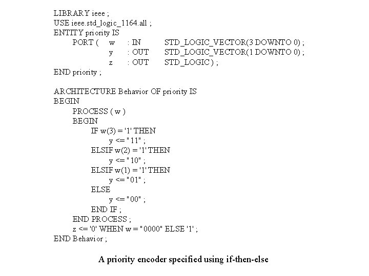 LIBRARY ieee ; USE ieee. std_logic_1164. all ; ENTITY priority IS PORT ( w