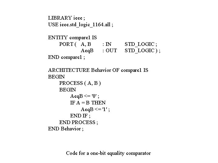 LIBRARY ieee ; USE ieee. std_logic_1164. all ; ENTITY compare 1 IS PORT (
