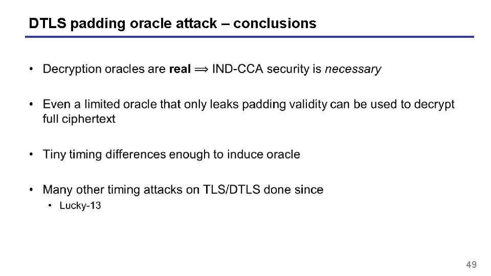 DTLS padding oracle attack – conclusions 49 