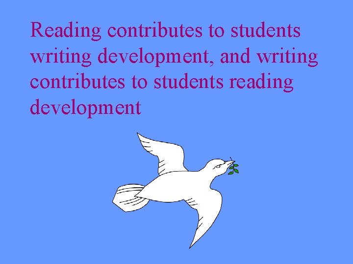Reading contributes to students writing development, and writing contributes to students reading development 