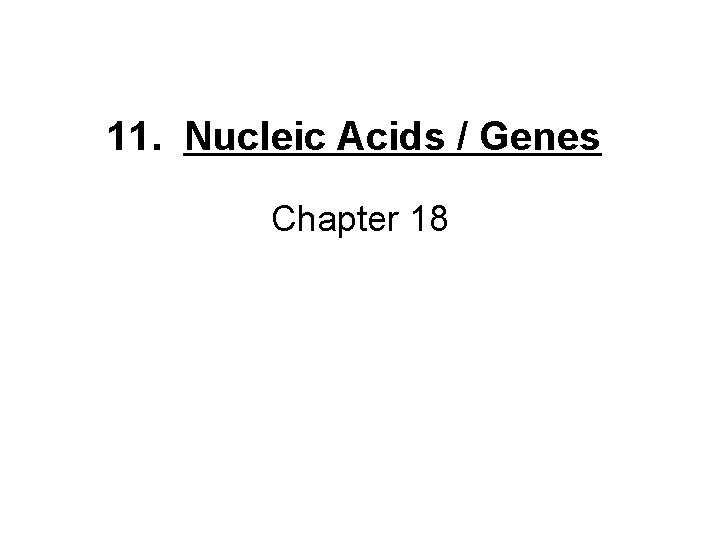 11. Nucleic Acids / Genes Chapter 18 
