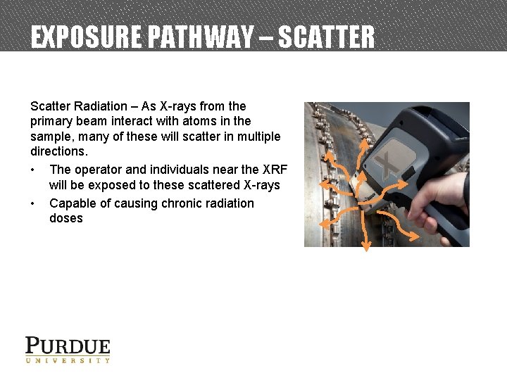 EXPOSURE PATHWAY – SCATTER Scatter Radiation – As X-rays from the primary beam interact