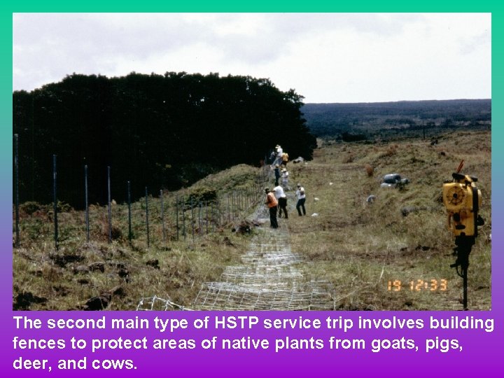 The second main type of HSTP service trip involves building fences to protect areas