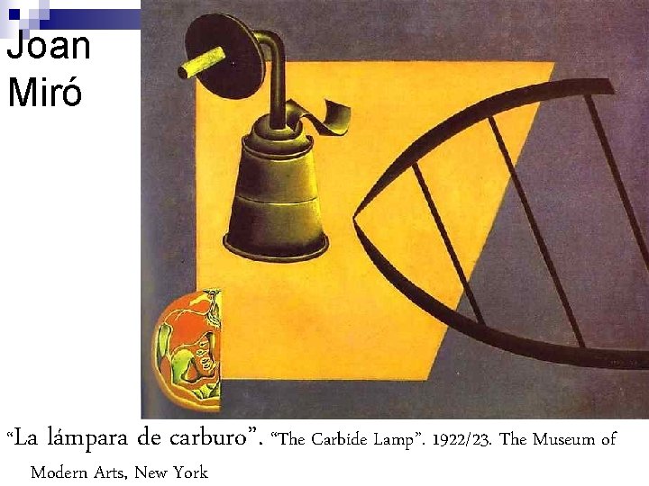Joan Miró “La lámpara de carburo”. “The Carbide Lamp”. 1922/23. The Museum of Modern