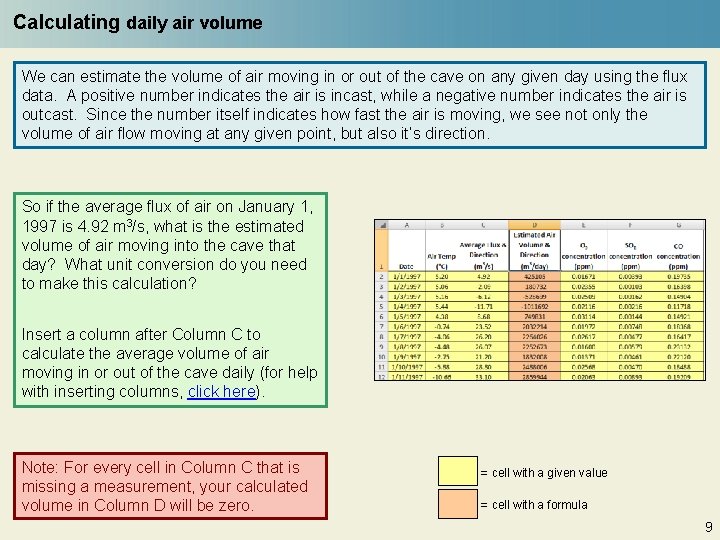 Calculating daily air volume We can estimate the volume of air moving in or