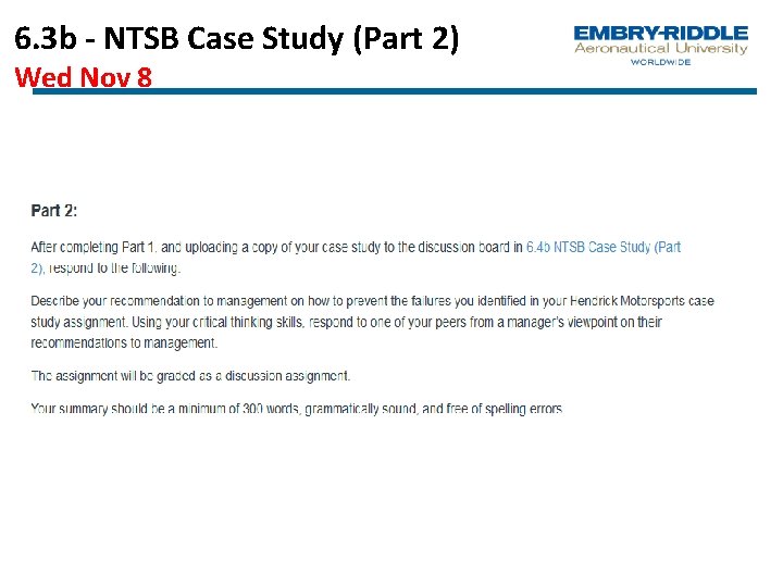 6. 3 b - NTSB Case Study (Part 2) Wed Nov 8 