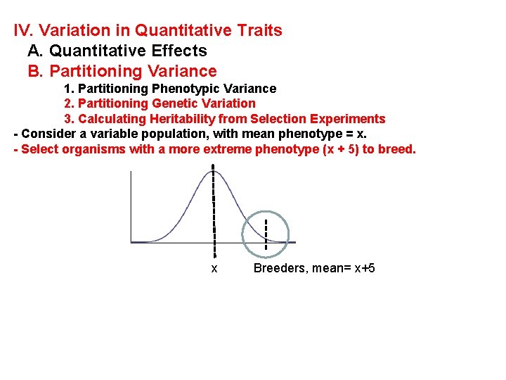 IV. Variation in Quantitative Traits A. Quantitative Effects B. Partitioning Variance 1. Partitioning Phenotypic