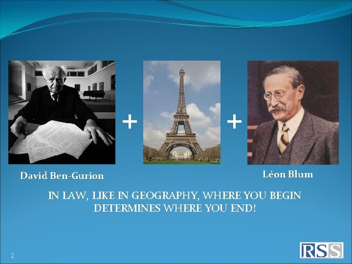 + David Ben-Gurion + Léon Blum IN LAW, LIKE IN GEOGRAPHY, WHERE YOU BEGIN