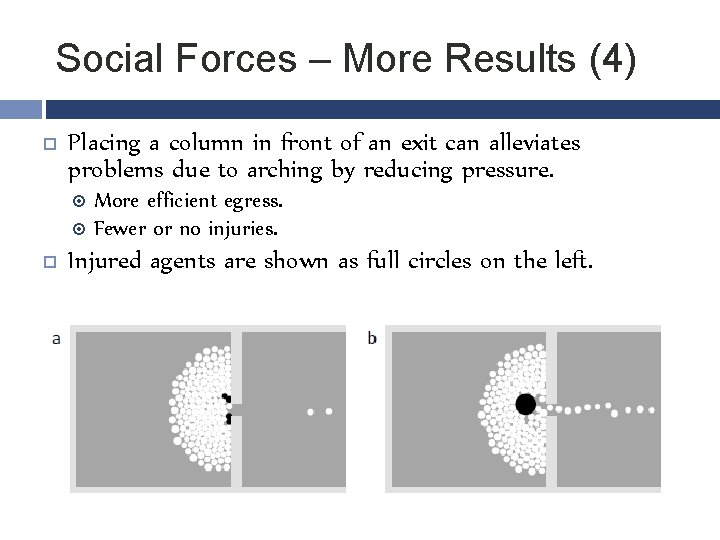Social Forces – More Results (4) Placing a column in front of an exit
