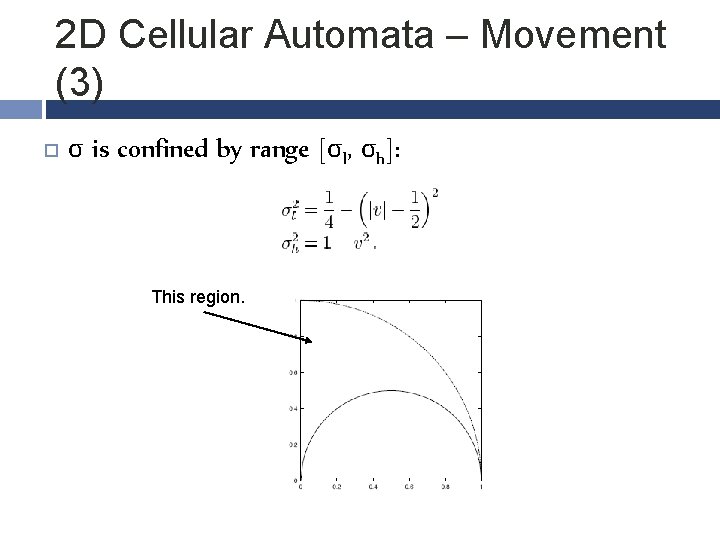 2 D Cellular Automata – Movement (3) σ is confined by range [σl, σh]: