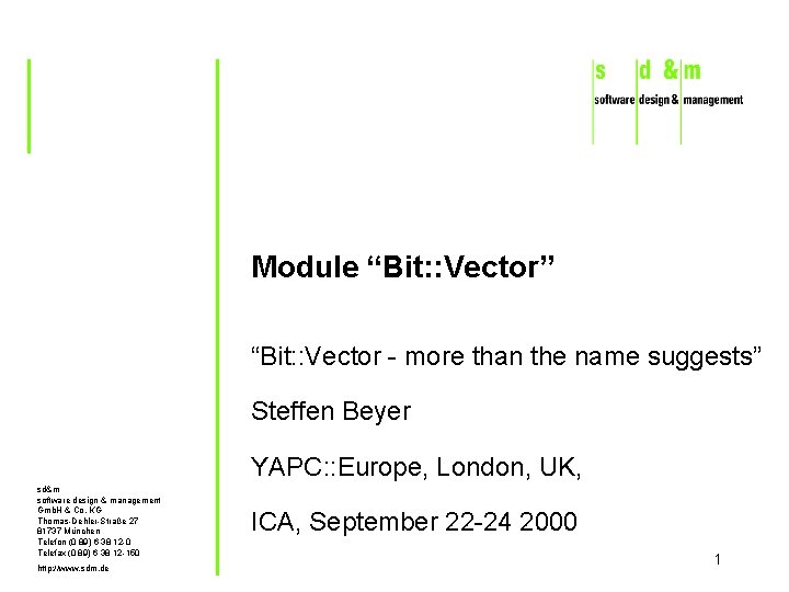 Module “Bit: : Vector” “Bit: : Vector - more than the name suggests” Steffen