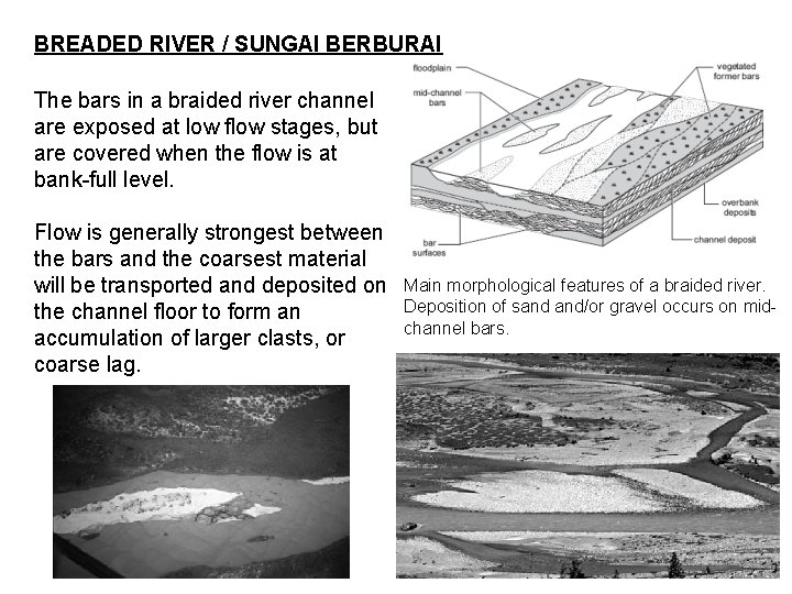 BREADED RIVER / SUNGAI BERBURAI The bars in a braided river channel are exposed