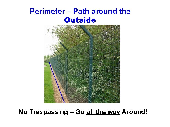 Perimeter – Path around the Outside No Trespassing – Go all the way Around!