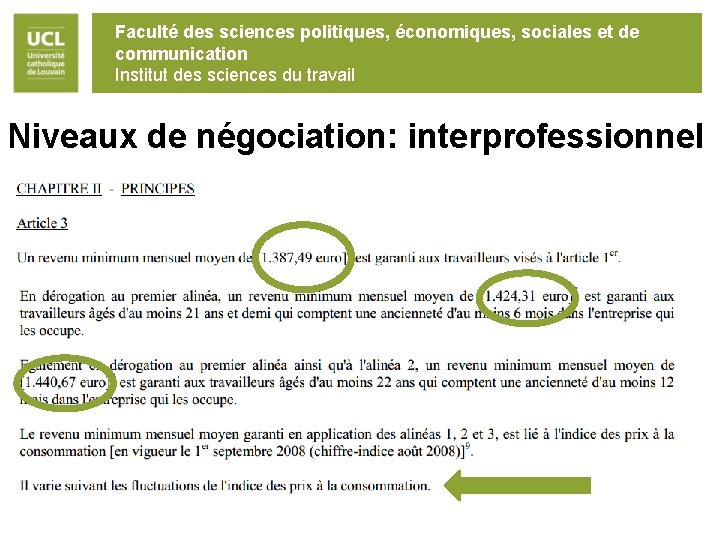 Faculté des sciences politiques, économiques, sociales et de communication Institut des sciences du travail