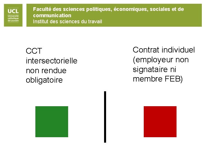 Faculté des sciences politiques, économiques, sociales et de communication Institut des sciences du travail