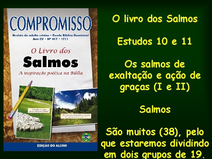 O livro dos Salmos Estudos 10 e 11 Os salmos de exaltação e ação