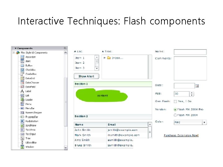 Interactive Techniques: Flash components 