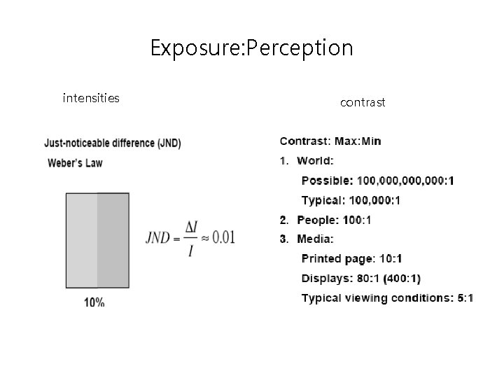 Exposure: Perception intensities contrast 
