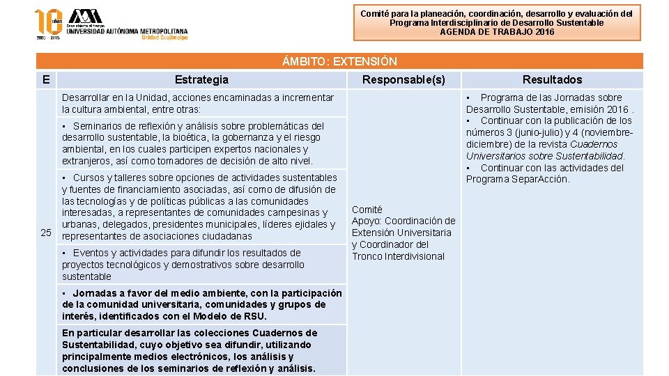 Comité para la planeación, coordinación, desarrollo y evaluación del Programa Interdisciplinario de Desarrollo Sustentable