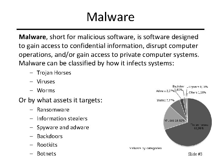 Malware, short for malicious software, is software designed to gain access to confidential information,