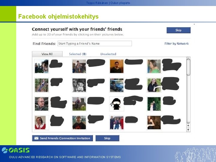 Teppo Räisänen | Oulun yliopisto Facebook ohjelmistokehitys OULU ADVANCED RESEARCH ON SOFTWARE AND INFORMATION