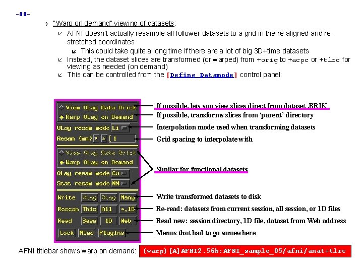 -80 “Warp on demand” viewing of datasets: AFNI doesn’t actually resample all follower datasets