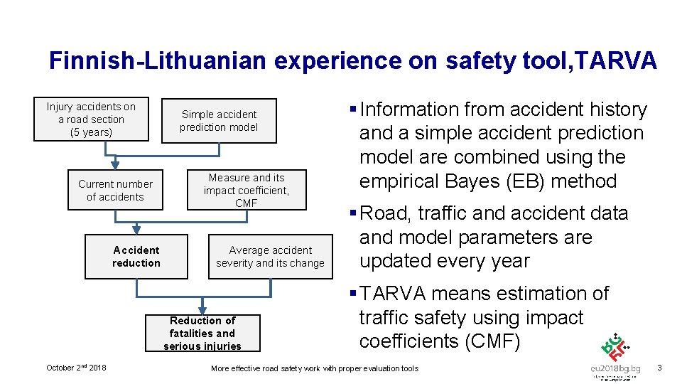 Finnish-Lithuanian experience on safety tool, TARVA Injury accidents on a road section (5 years)