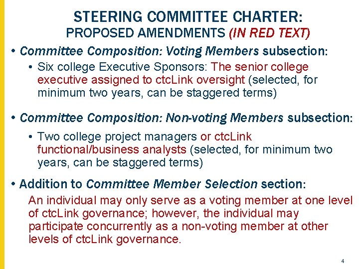 STEERING COMMITTEE CHARTER: PROPOSED AMENDMENTS (IN RED TEXT) • Committee Composition: Voting Members subsection: